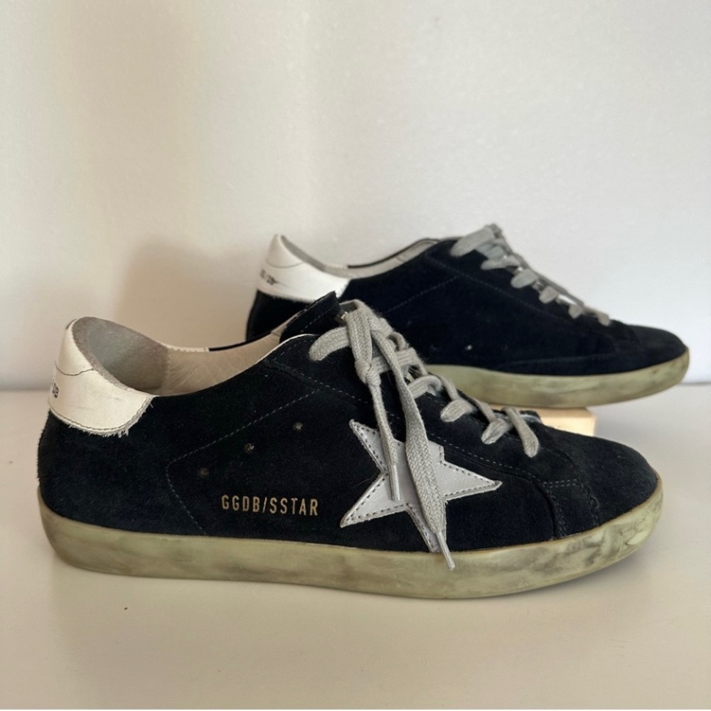 Golden Goose Superstar navy suede with silver leather star size 38 authentic